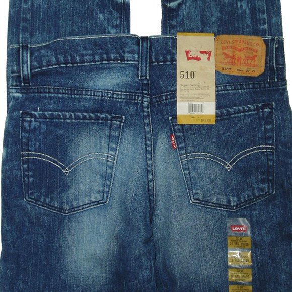 Boys Blue Jeans Faded Super Skinny Fit Levis 510 Youth 18 R Pants Trousers - Picture 8 of 12